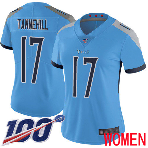 Tennessee Titans Limited Light Blue Women Ryan Tannehill Alternate Jersey NFL Football #17 100th Season Vapor Untouchable->women nfl jersey->Women Jersey